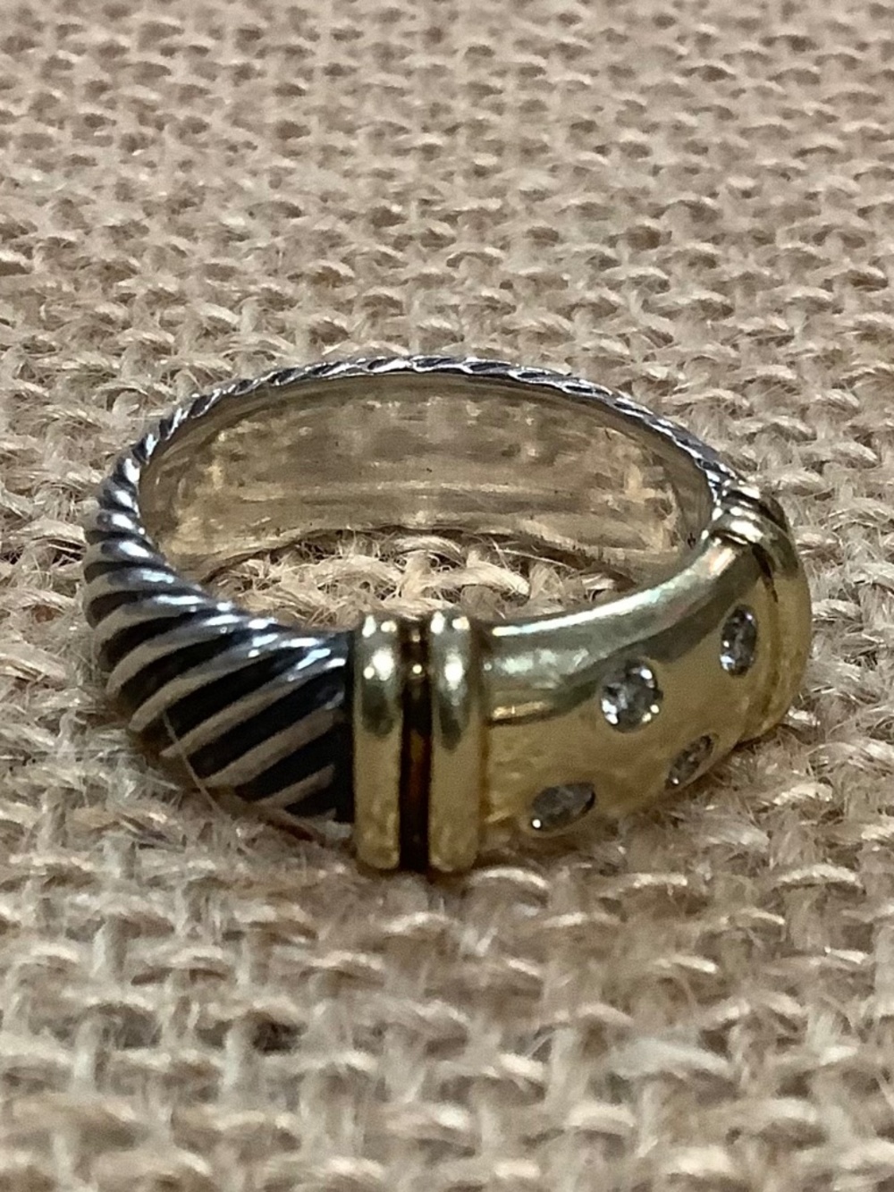 David Yurman Women's Two-tone 14K Diamond Cable Ring Size 6